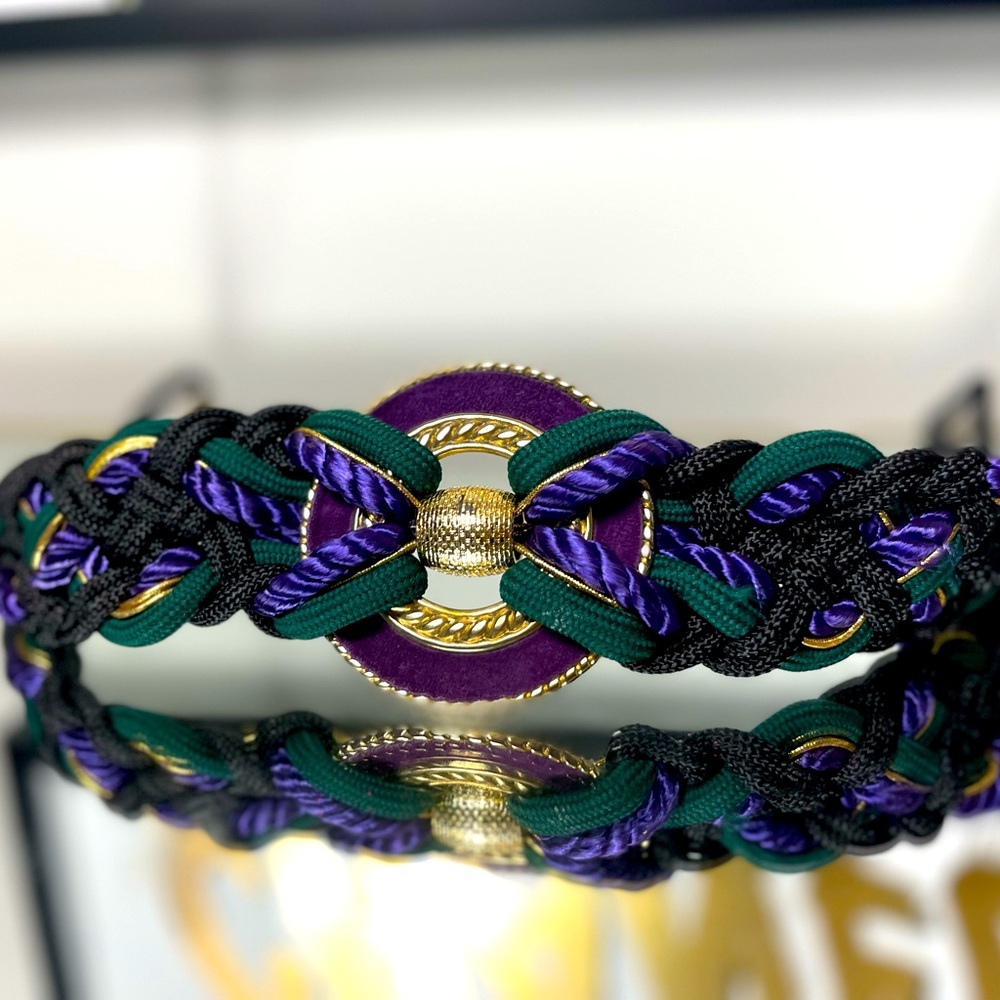 Vintage Roped belt - Gold , Purple, Emerald, and Black